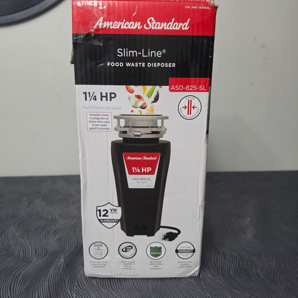 American Standard Garbage Disposer 1.25 HP Black Slim-Line ASD-825-SL